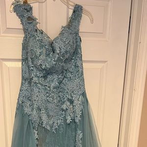 Sky blue dress with tail